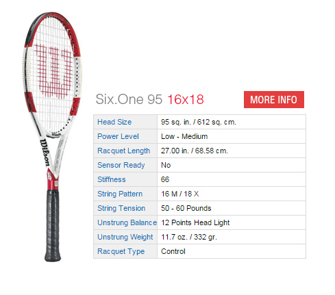 Wilson 2014 Six.One 95 16x18 Tennis Racquet