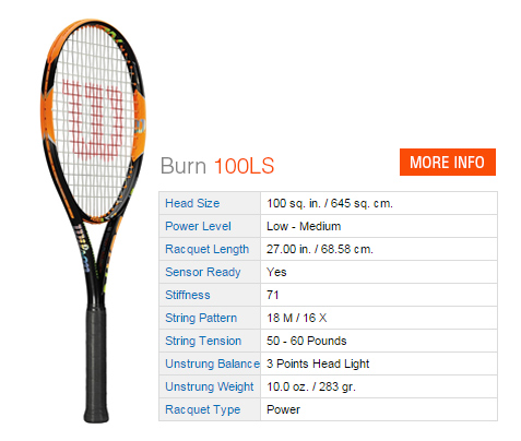 Wilson Burn 100LS Tennis Racquet