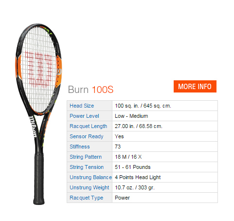 Wilson Burn 100S Tennis Racquet