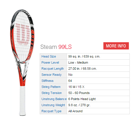 Wilson Steam 99LS Tennis Racquet