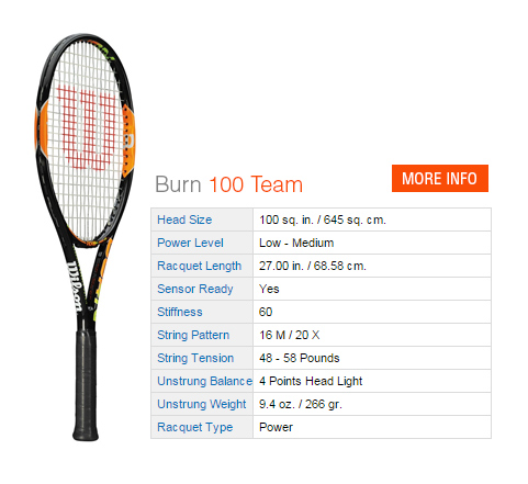 Wilson Burn 100 Team Tennis Racquet