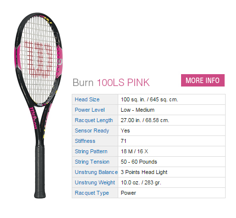Wilson Burn 100LS Pink Tennis Racquet