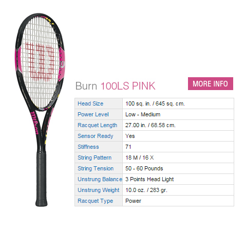 Wilson Burn 100LS Pink Tennis Racquet