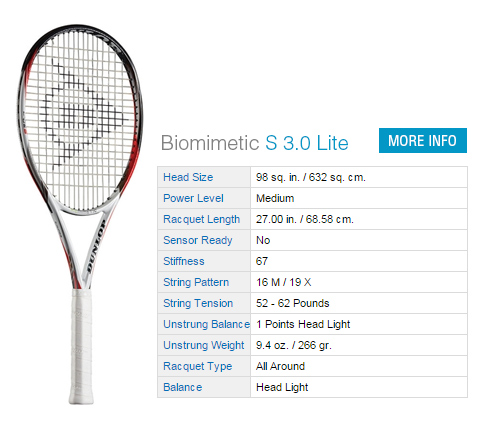Dunlop Biomimetic S 3.0 Lite Tennis Racket
