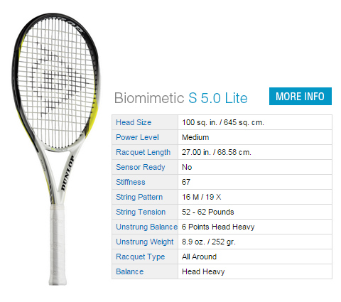 Dunlop Biomimetic S 5.0 Lite Tennis Racket