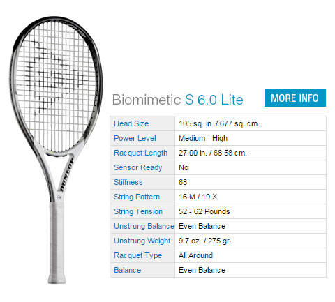 Dunlop Biomimetic S 6.0 Lite Tennis Racket