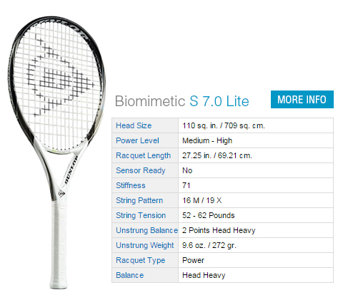 Dunlop Biomimetic S 7.0 Lite Tennis Racket