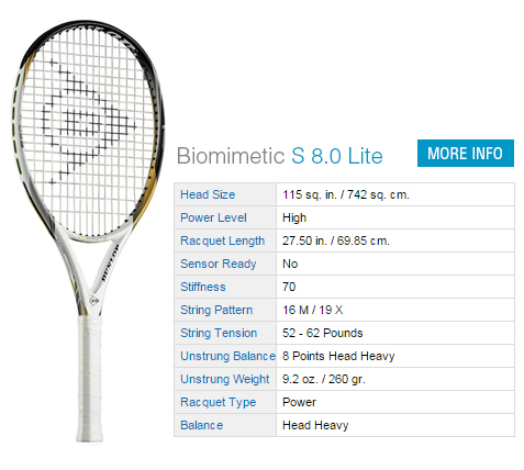 Dunlop Biomimetic S 8.0 Lite Tennis Racket