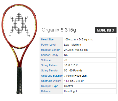 Volkl Organix 8 315gr Tennis Rackets