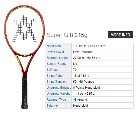 Volkl Super G 8 315gr Tennis Rackets