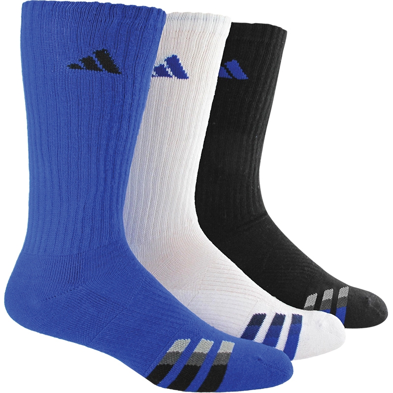 Adidas Cushion 3Pack Color Crew Men's Tennis Socks Blue/white/black