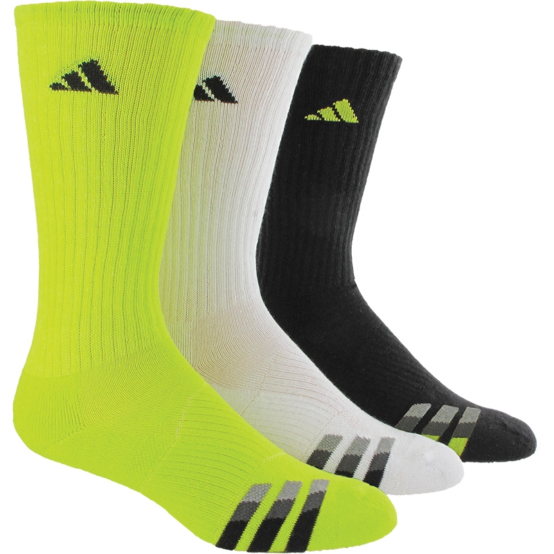 Adidas Cushion 3Pack Color Crew Men's Tennis Socks Yellow/white/black