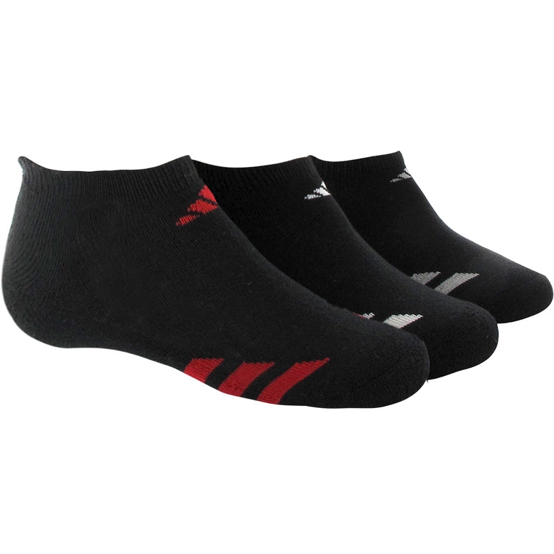 Adidas Striped 3 Pack No Show Junior's Tennis Socks Black/white
