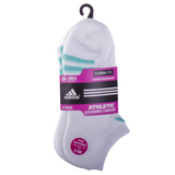 Adidas Girl's Variegated 3 Pack No Show Tennis Socks White - Medium