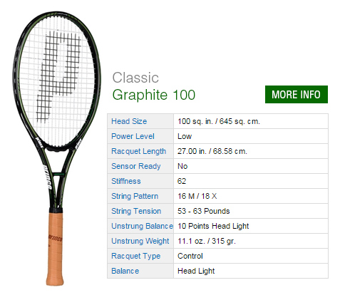 Prince Classic Graphite 100 Tennis Racket