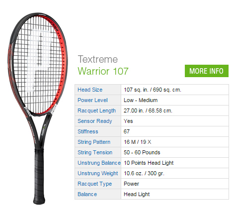 Prince Textreme Warrior 107 Tennis Rackets