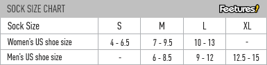 Feetures Socks Size Chart