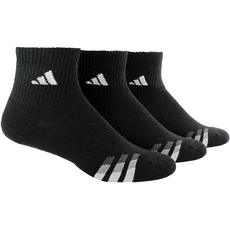 Adidas Cushioned 3 Pack Quarter Men's Tennis Socks Black