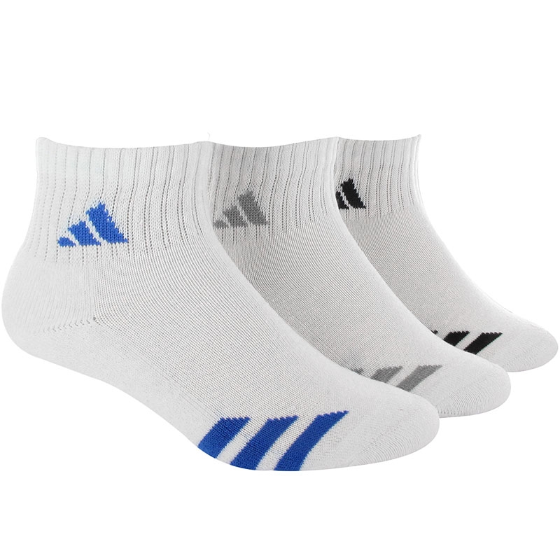 Adidas Striped 3 Pack Quarter Junior's Tennis Socks White/assorted