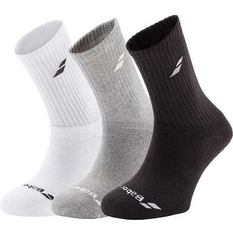 Babolat 3 Pair Pack Crew Men's Tennis Socks White/black/grey