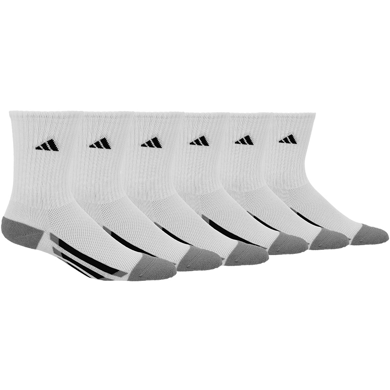 Adidas Striped 6 Pack Crew Juniors Tennis Socks White/black/grey