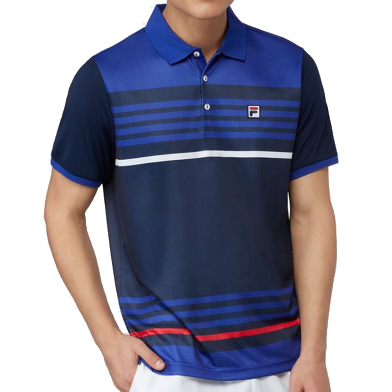 Fila Heritage Stripe Men's Tennis Polo Navy/white/red