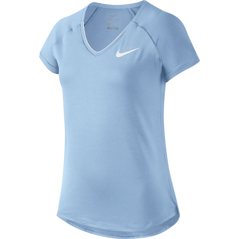 Nike Pure Girl's Tennis Tee Hydrogenblue/white