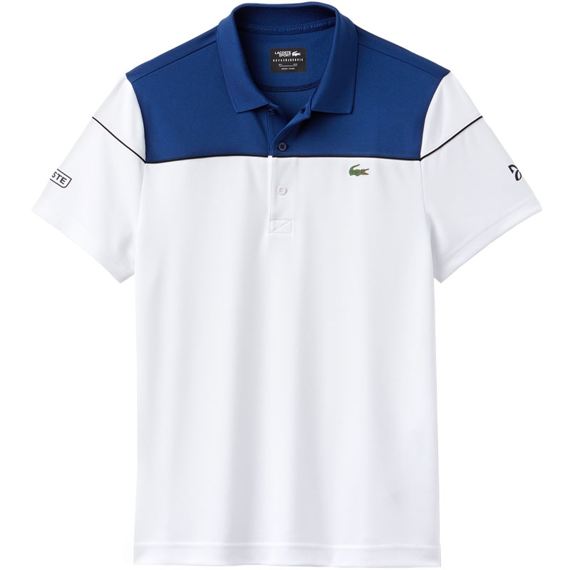 Lacoste Pique Ultra Dry Colorblock Men's Tennis Polo Marino/white