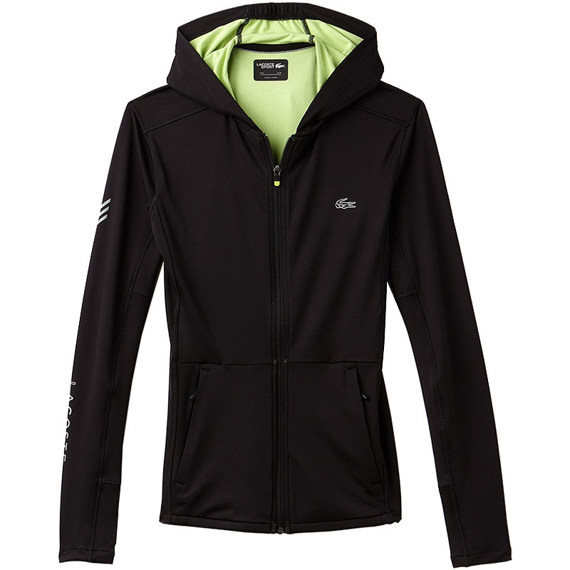 Lacoste Full Zipper Men's Tennis Hoodie Black/neonyellow