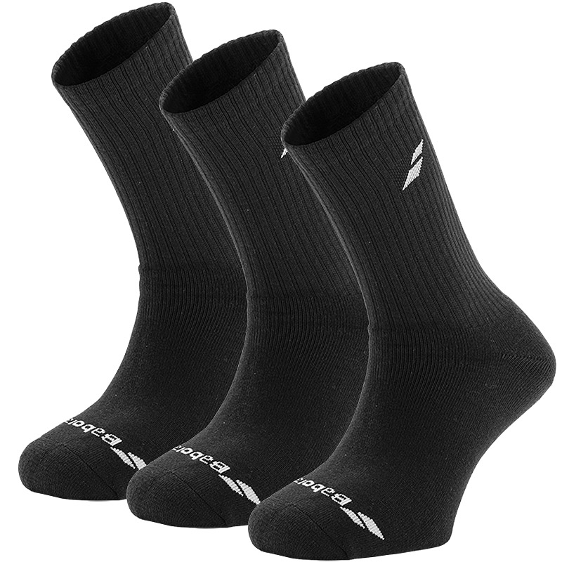 Babolat 3 Pair Pack Crew Men's Tennis Socks Black