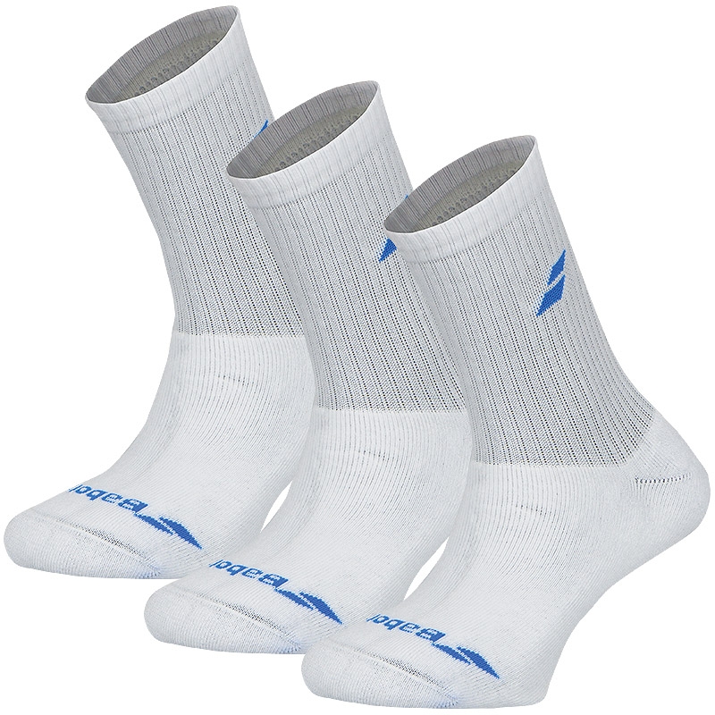 Babolat 3 Pair Pack Crew Men's Tennis Socks White/blue