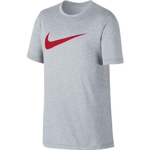 grey and red nike shirt