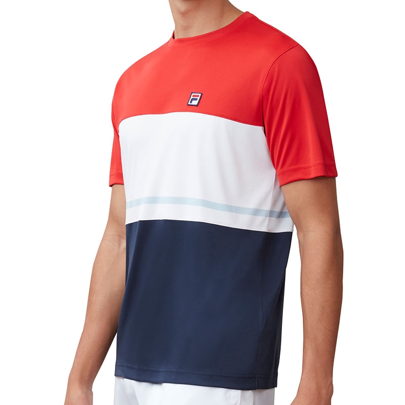 Fila Heritage Color Block Men's Tennis Crew Red/white/navy