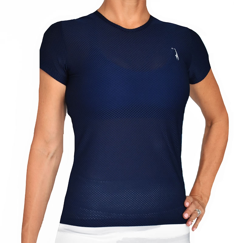 LacoaSports Short Sleeve Women's Tennis Top Navy
