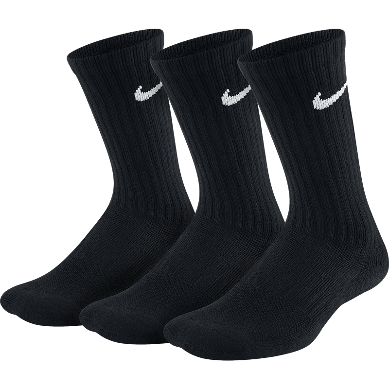Nike 3 Pack Crew Juniors Tennis Socks Black/white