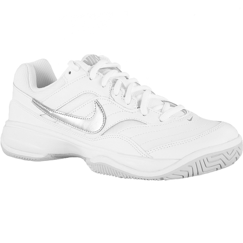 women's court lite tennis shoes white and medium gray