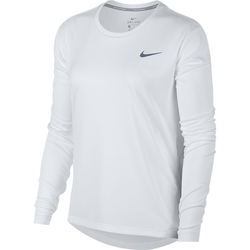 nike running miler long sleeve top in black