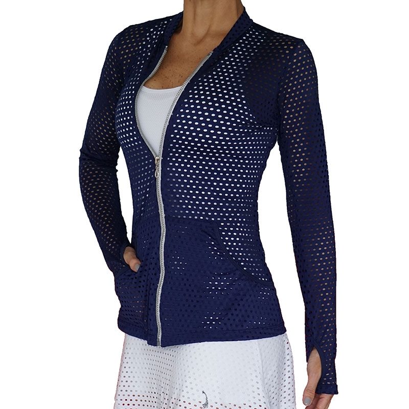 LacoaSports Modern Blue Mesh Women's Tennis Jacket Blue