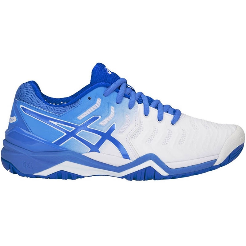 Asics Gel Resolution 7 Women's Tennis Shoe White/blue