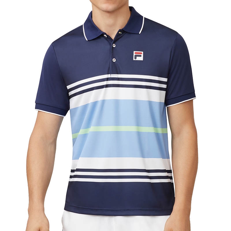 Fila Legend Striped Men's Tennis Polo Navy/white/blue