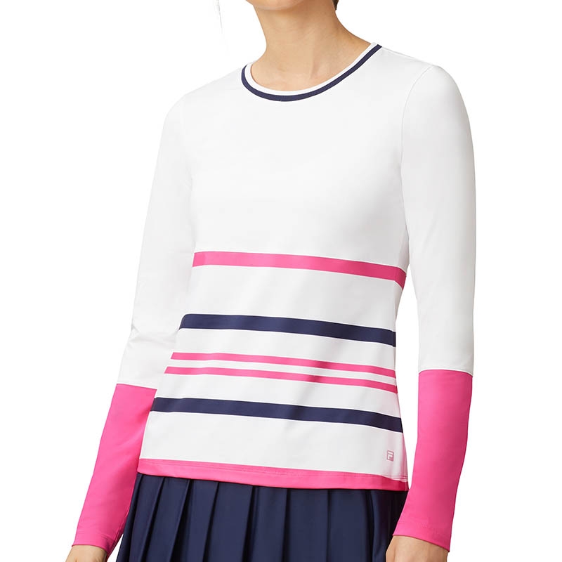 Fila Awning Long Sleeve Women's Tennis Top White/fuchsia/navy