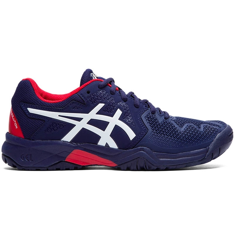Asics Gel Resolution 8 GS Junior Tennis Shoe Blue/red