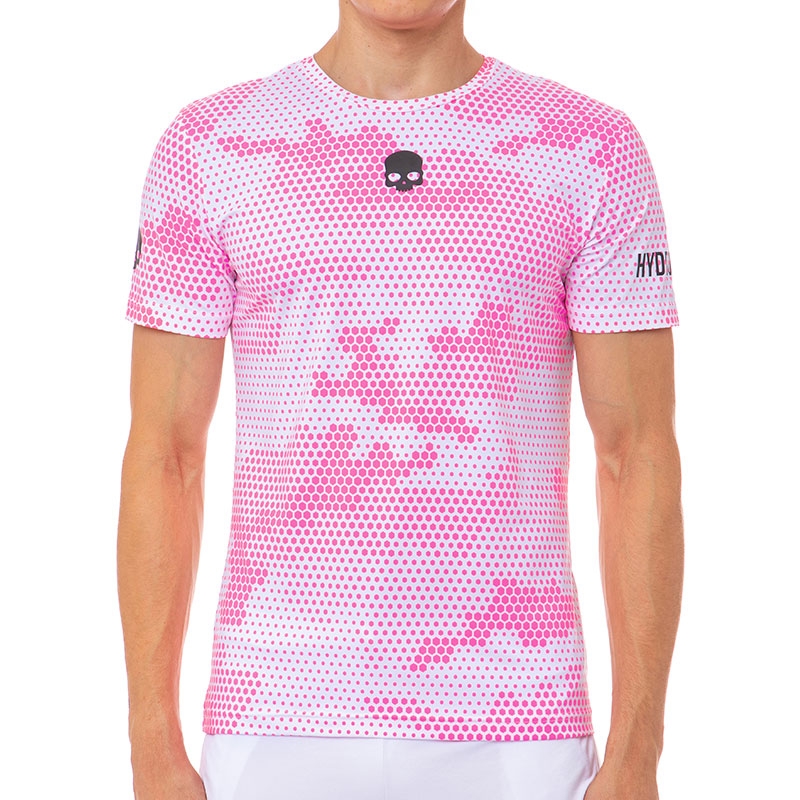 Hydrogen Tech Camo Men's Tennis Tee Fuchsia/white