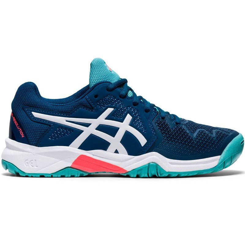 Asics Gel Resolution 8 GS Junior Tennis Shoe Blue/white