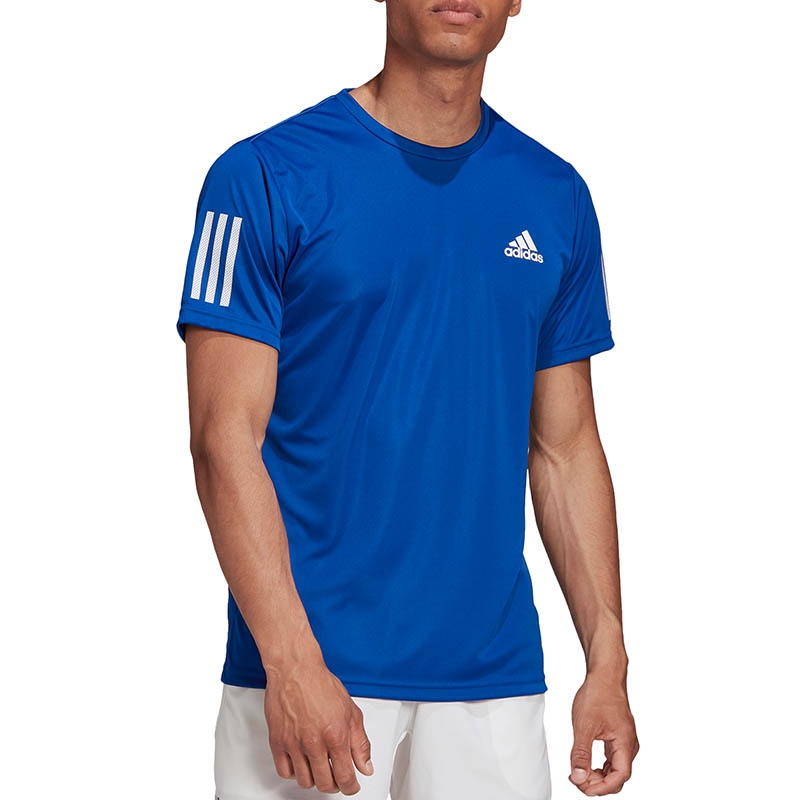 Adidas Club 3 Stripe Men's Tennis Tee Royalblue