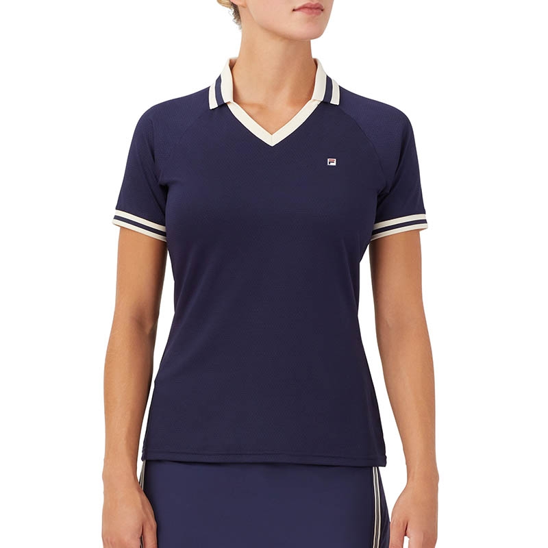 Fila Heritage Short Sleeve Women's Tennis Polo Navy/ecru