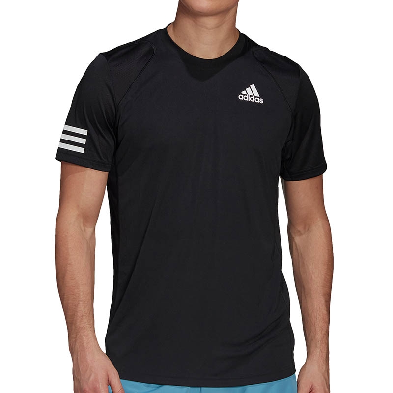 Adidas Club 3 Stripes Men's Tennis Tee Black/white