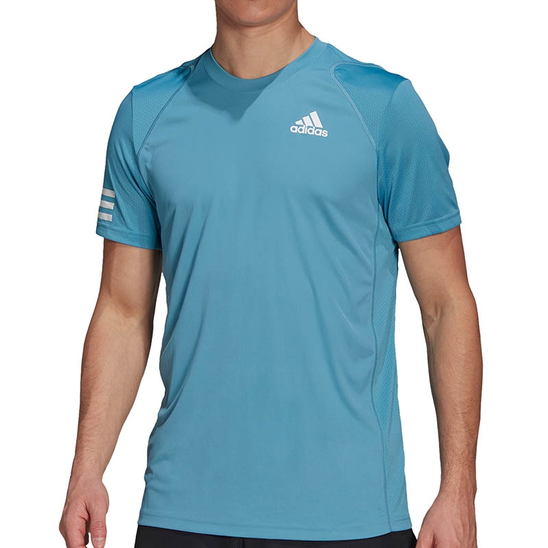 Adidas Club 3 Stripes Men's Tennis Tee Hazyblue/white