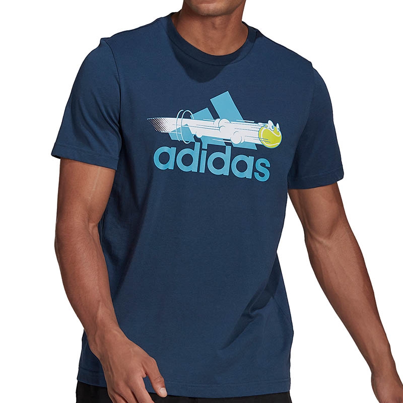Adidas Logo Graphic Men's Tennis Tee Navy