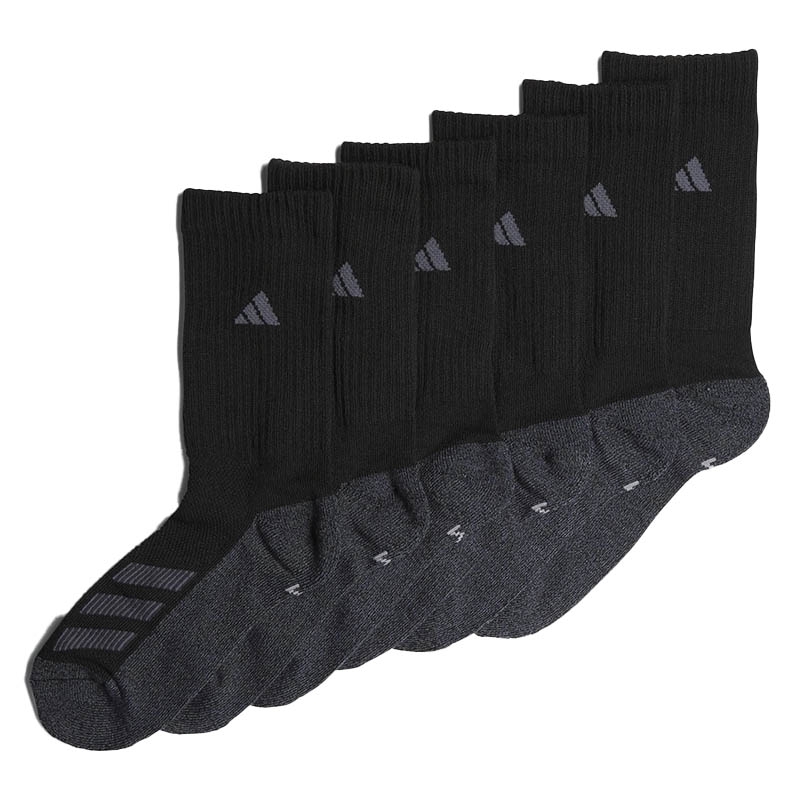 Adidas Striped 6 Pack Crew Juniors Tennis Socks Black/grey